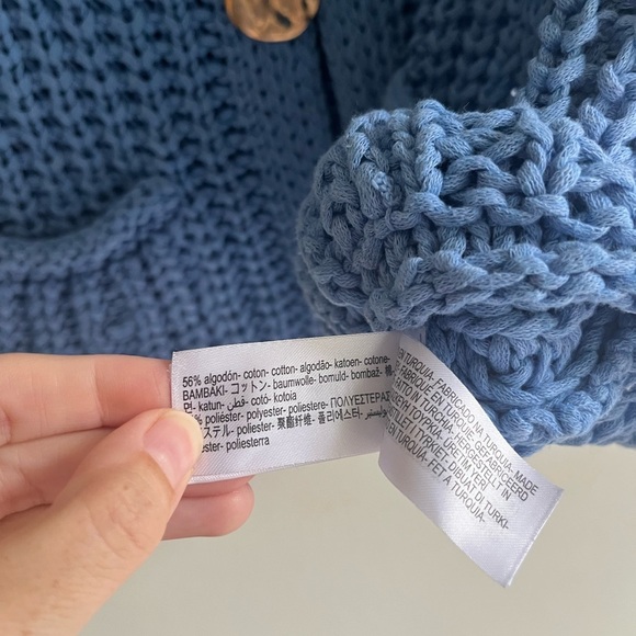 ZARA Chunky Knit Blue Sweater Vest Size Medium - Picture 4 of 6
